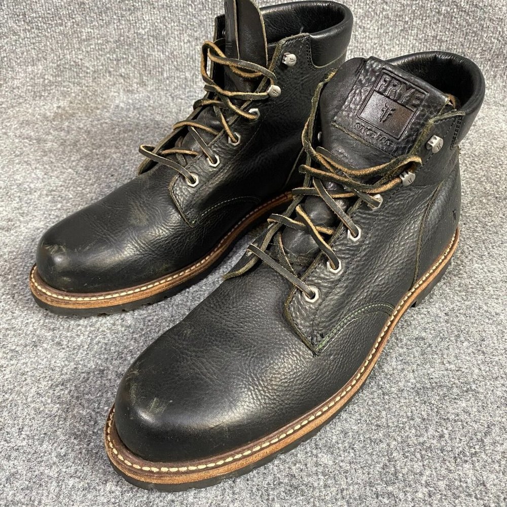 Frye Dakota Mens Boots 12 Black Leather Speed Lace Goodyear Welt - Picture 1 of 9